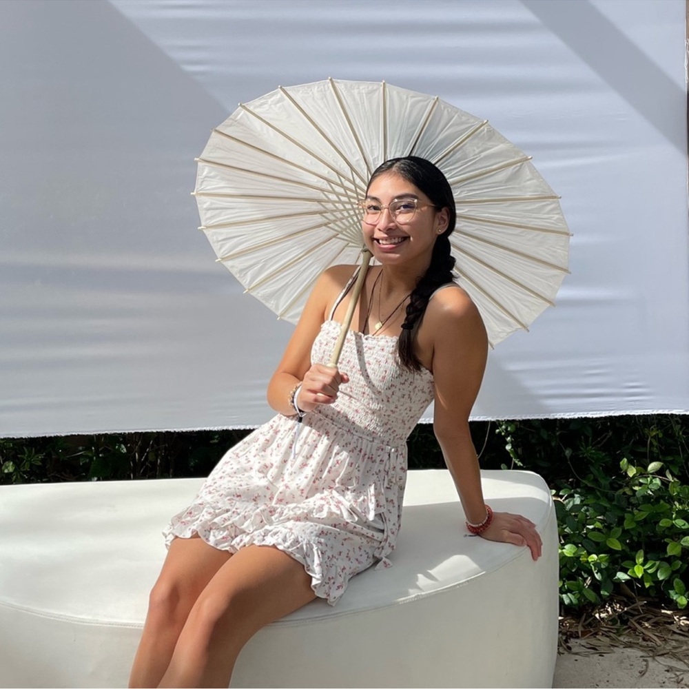 White Flower Mini Dress